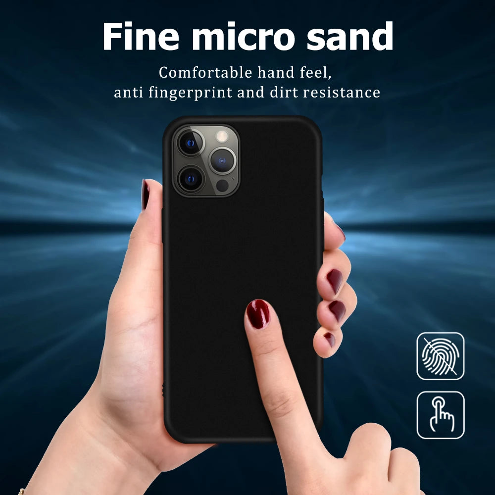 Zwarte Matte Siliconen Case voor iPhone – Zachte Backcover Geschikt voor iPhone 7 t/m 16 Pro Max
