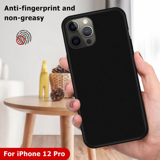Zwarte Matte Siliconen Case voor iPhone – Zachte Backcover Geschikt voor iPhone 7 t/m 16 Pro Max