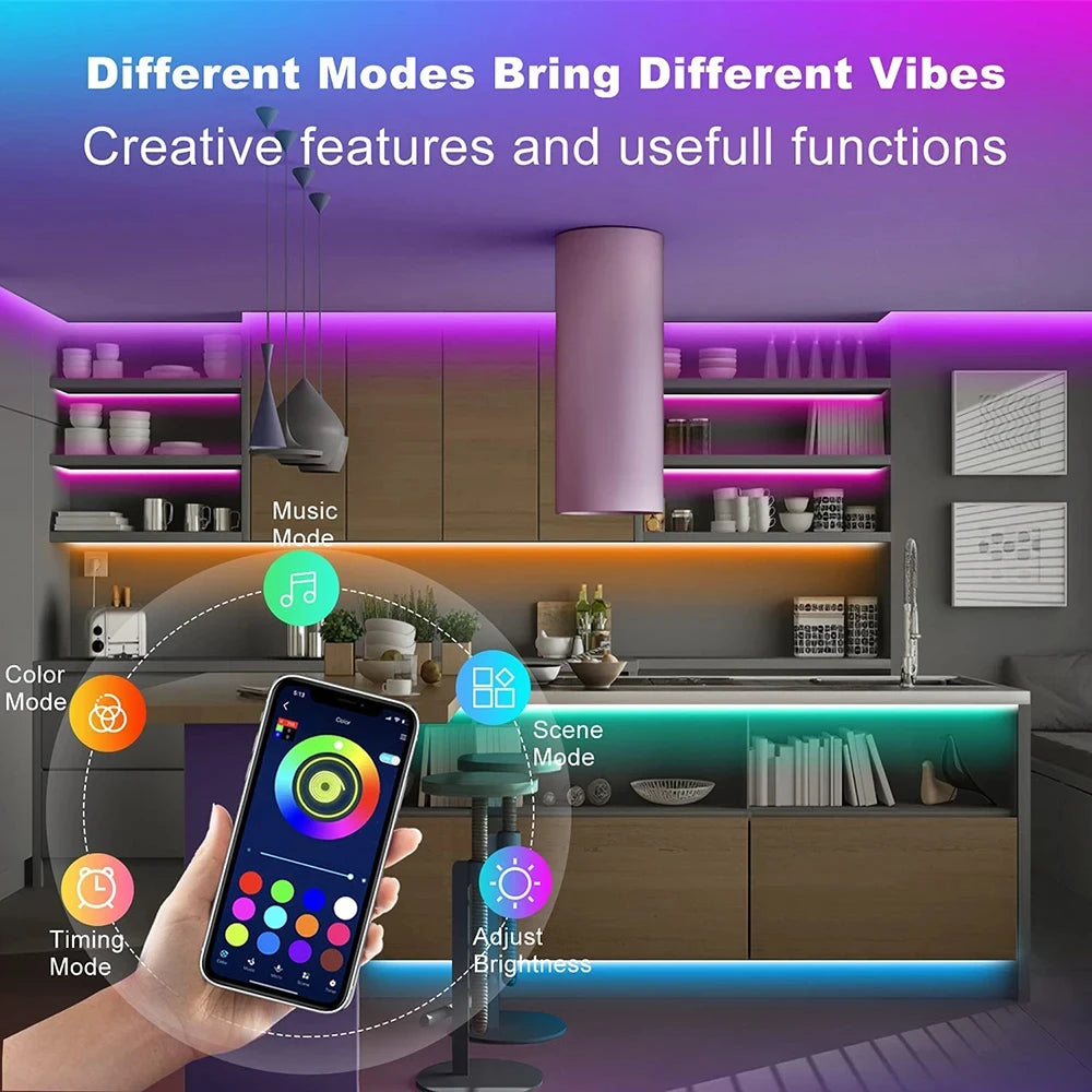 Bluetooth LED Strip Verlichting – Slimme RGB SMD 5050 Lichtslinger met APP & Afstandsbediening