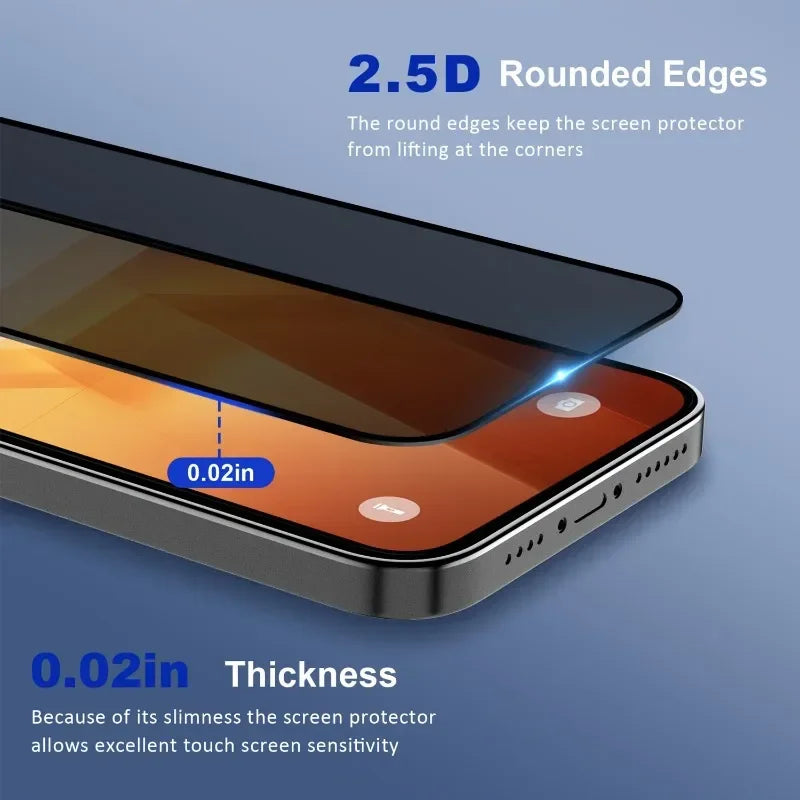 5-Pack Privacy Screen Protector voor iPhone – 8K Anti-Spy Volledig Glas voor iPhone 11 t/m 16 Pro Max